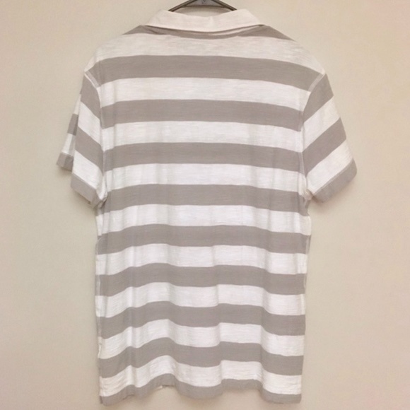 Calvin Klein Gray & White Striped Polo Shirt - Picture 3 of 5